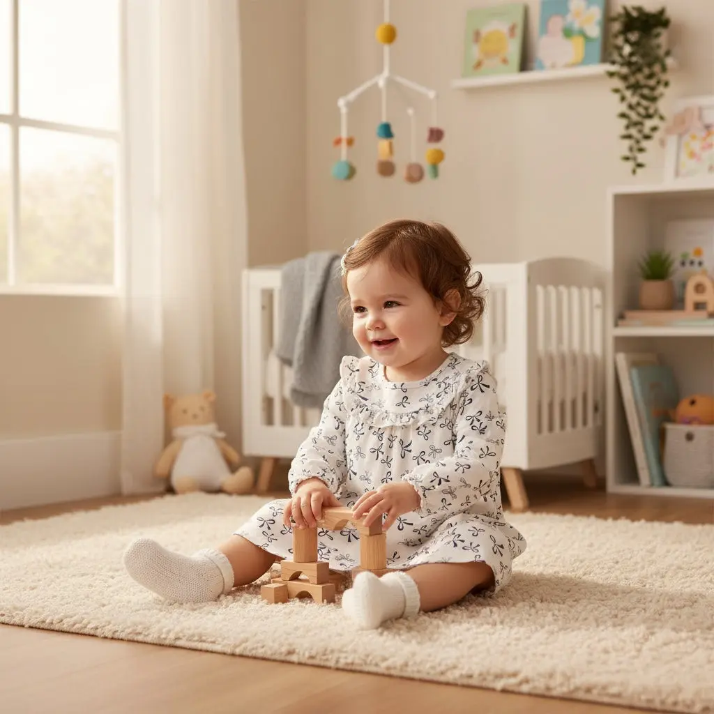 Robe bébé fille 12 mois – Nœuds bleu marine – Très bon état – Image 6