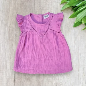 Robe bébé fille 18 mois – Tape à l'œil – Gaze de coton rose mauve