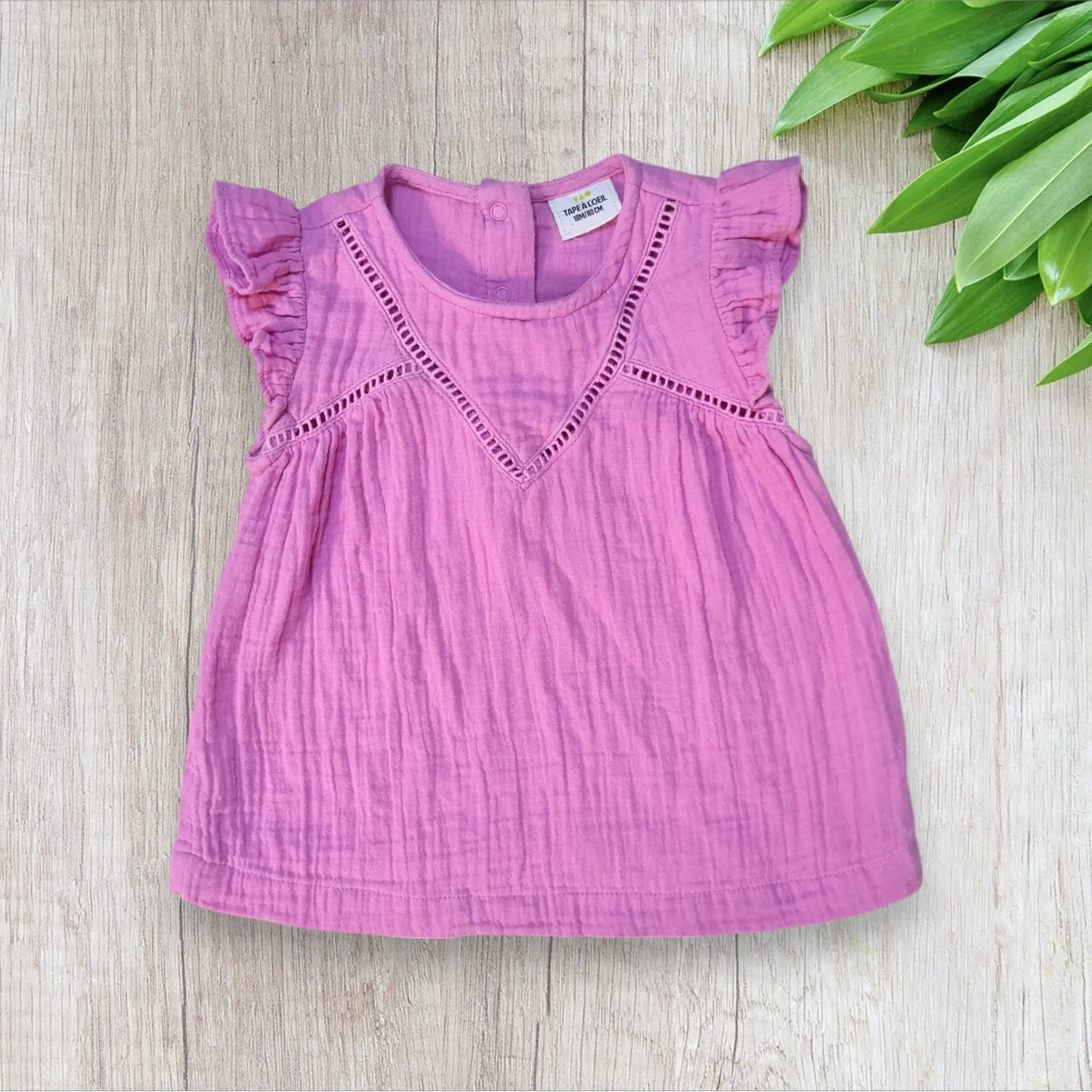 Robe bébé fille 18 mois – Tape à l'œil – Gaze de coton rose mauve