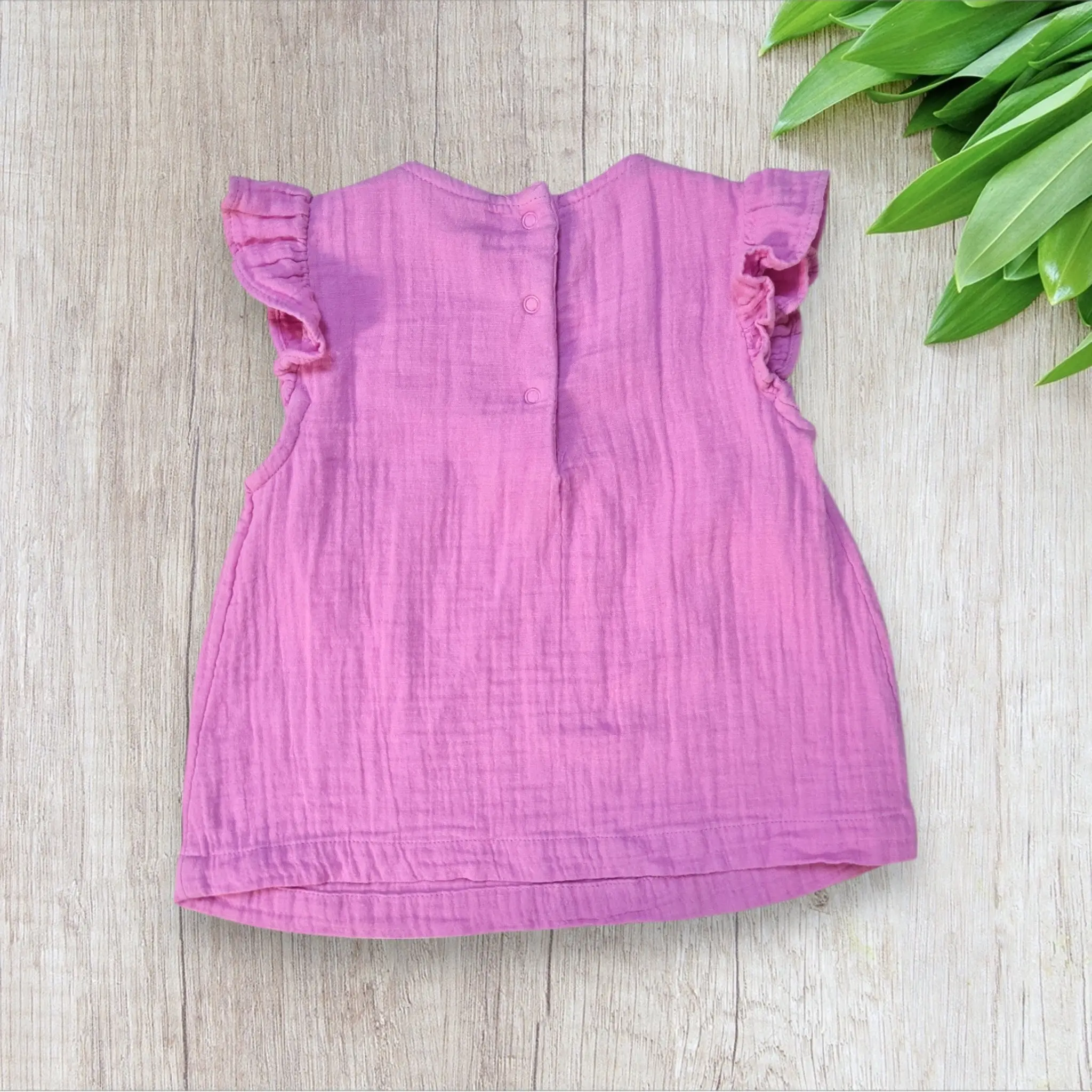 Robe bébé fille 18 mois – Tape à l'œil – Gaze de coton rose mauve – Image 3