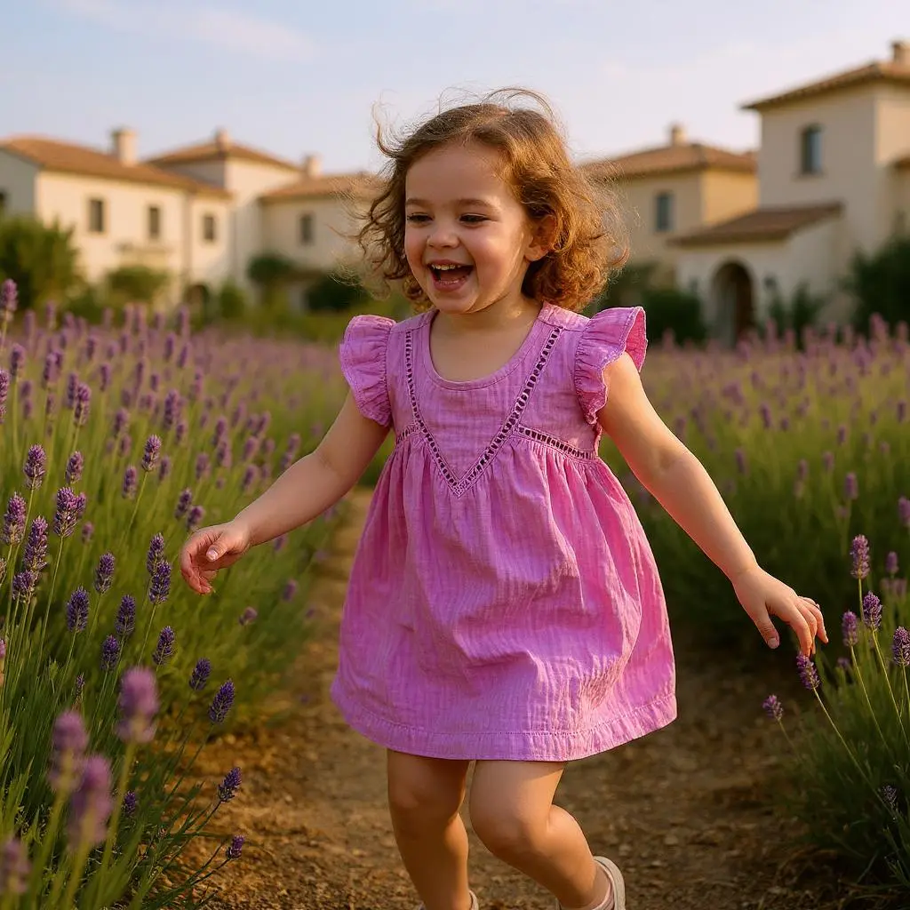 Robe bébé fille 18 mois – Tape à l'œil – Gaze de coton rose mauve – Image 4