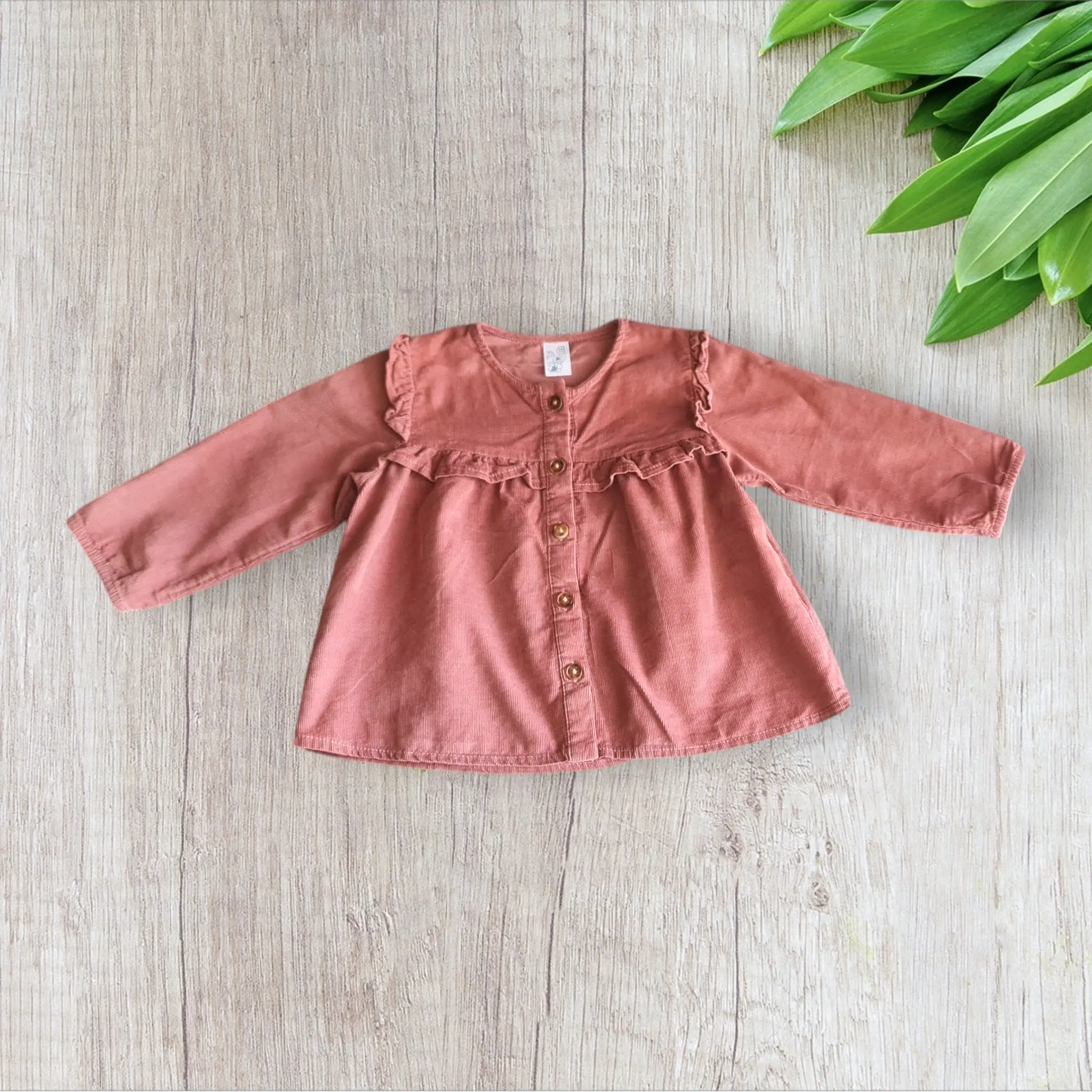 Robe bébé fille en velours vieux rose – 18 mois
