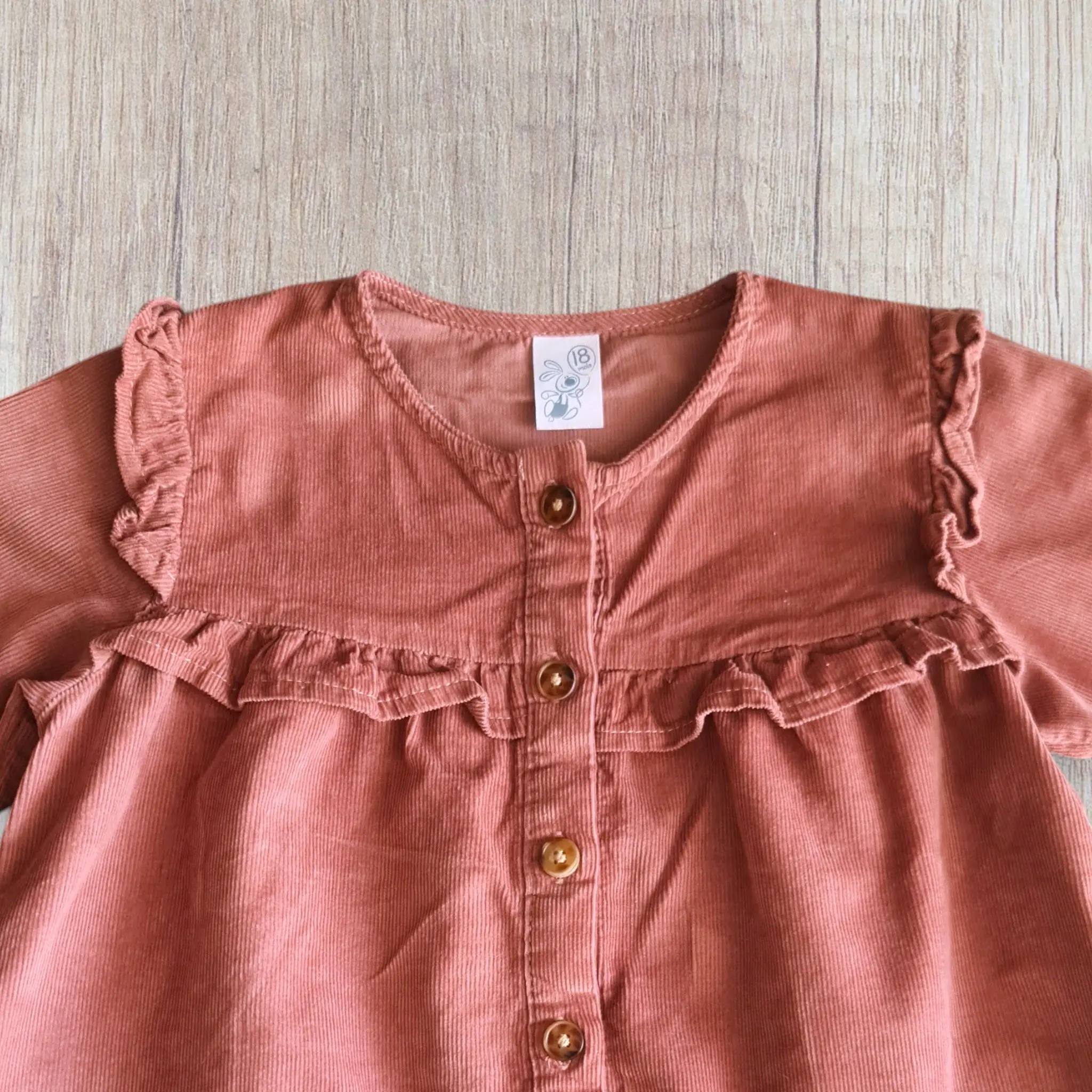 Robe bébé fille en velours vieux rose – 18 mois – Image 2