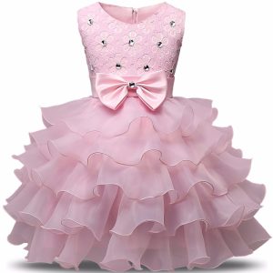 Robe de Princesse Fille Rose Diamants