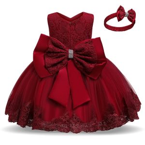 Robe Bébé Princesse Nœud Rouge