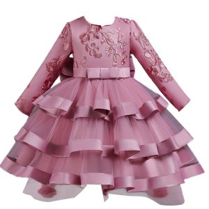 Robe Princesse Rose Manches Longues