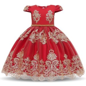 Robe Princesse Vintage Rouge Brodée