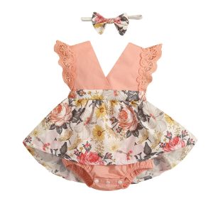 Robe barboteuse Bébé Princesse Motifs Fleurs