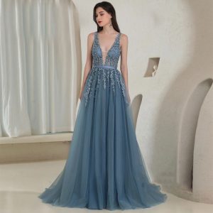 Robe Longue de Soirée Bleue