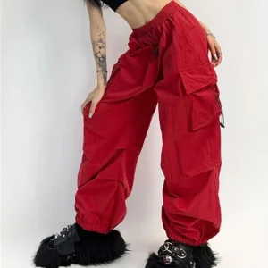Pantalon parachute rouge