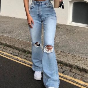 Flare ripped jeans