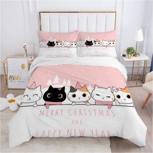 Housse de Couette Chatons de Noël