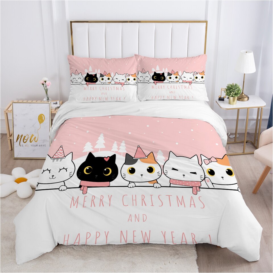 Housse de Couette Chatons de Noël