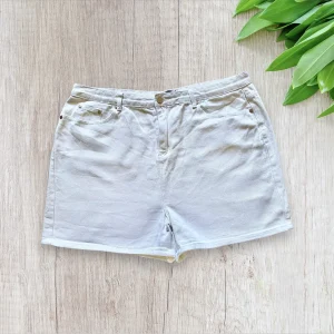Short en Jean Femme Blanc Taille 48 Boohoo, Détails Métalliques Argentés