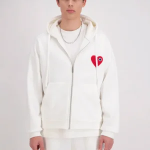 Sweat Oversize à Capuche Zippée avec Coeur - ADJ 3118