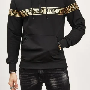 Sweat noir avec fermeture sur le col style baroque homme