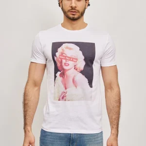 T-Shirt à manches courtes blanc graphique Marilyn Monroe fashion homme