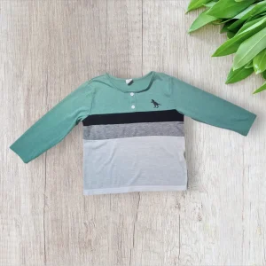 T-shirt garçon Shein–4 ans–Turquoise rayé–Très bon état