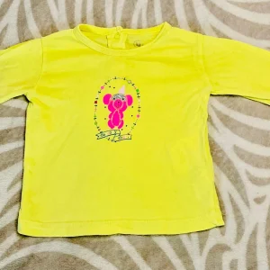 T-shirt jaune manches longues avec motif nounours rose festif - Super U