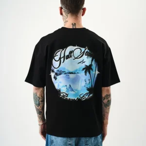 T-shirt oversize Hallstarz – Imprimé "Beach Club" tropical Bali