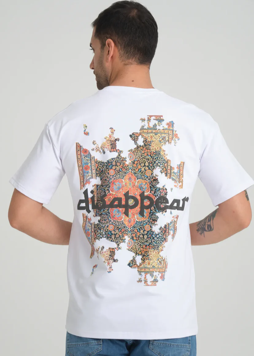T-shirt Hallstarz oversize imprimé tapis oriental – style graphique « disappear » 24032501 – Image 3