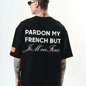 T-shirt oversize homme Hallstarz – "Pardon My French But Je M’en Fous"