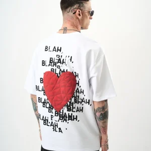 T-shirt oversize homme Hallstarz – BlaBla cœur brodé 3D