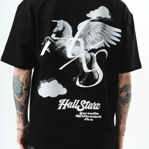 T-shirt oversize homme Hallstarz – Licorne ailée et nuages Maka