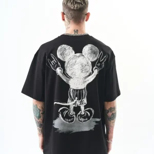 T-shirt oversize Hallstarz « Usual Suspects » Mickey Mouse – imprimé cartoon dos