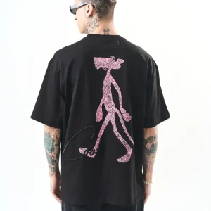 T-shirt oversize Hallstarz « Miss Cool » – imprimé panthere rose Kenya