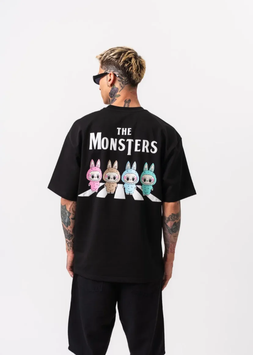 T-shirt noir oversize Homme "The Monsters" – Hallstarz PATO