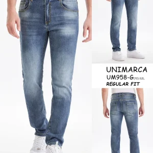 Jean Homme Coupe Regular – Denim Bleu Délavé