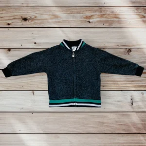 Veste 12 Mois Z Génération - Verte et Noire avec Motif Tweed et Dinosaure