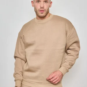 Sweat simple sans capuche camel