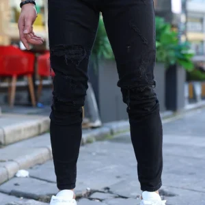 Jean noir troué pour homme