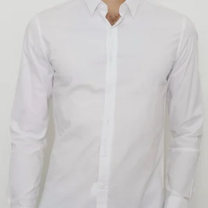 Chemise uni blanche avec col classique coupe slim