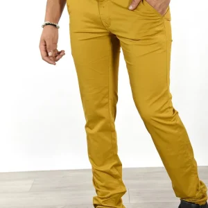 Pantalon chino moutarde homme coupe slim