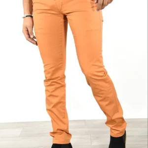 Pantalon chino orange homme coupe slim