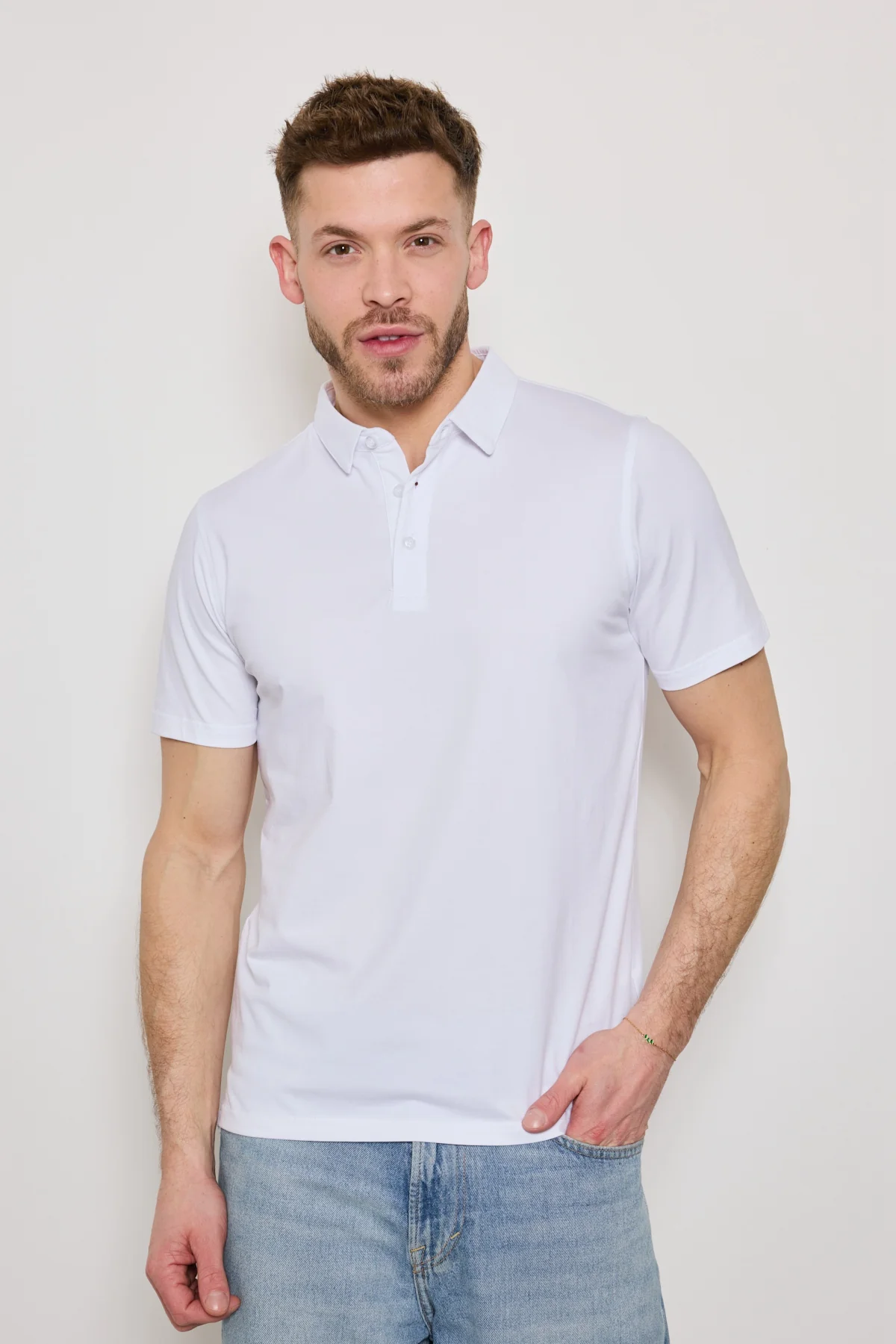 Polo BLANC Homme Basique Chic