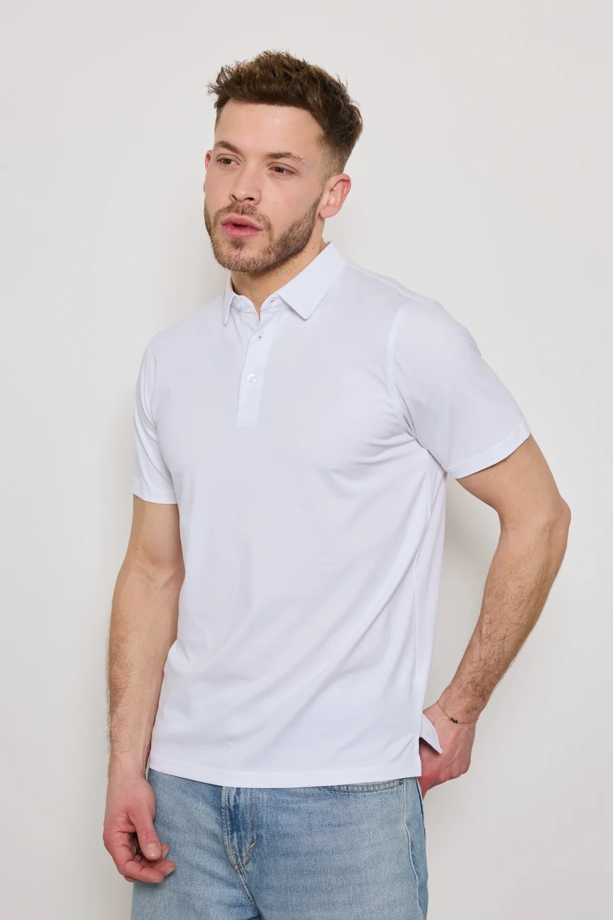 Polo BLANC Homme Basique Chic – Image 2