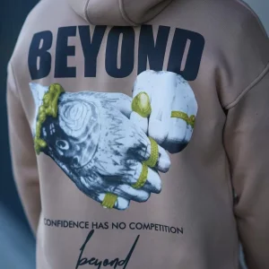 Sweat à capuche imprimé camel