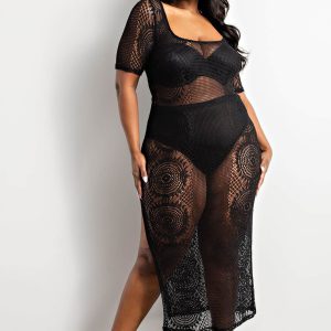 Robe de plage filet noire