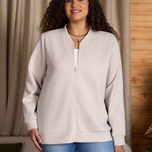 SHEIN GRANDE TAILLE (50/52) Veste légère élégante à fermeture zippée, couleur unie, style casual
