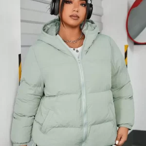 SHEIN GRANDE TAILLE (50/52) Manteau matelassé à capuche avec fermeture zippée