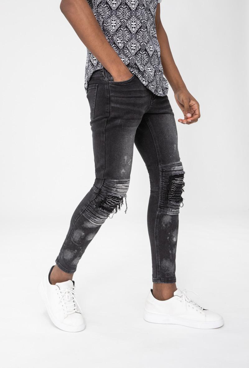 Jean skinny noir destroy homme fashion – Image 3