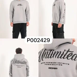 Sweat à capuche imprimé gris