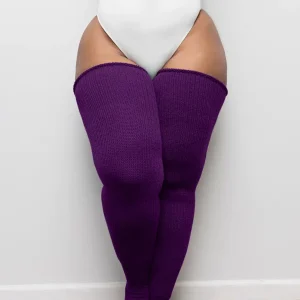 Chaussettes hautes violettes grande taille