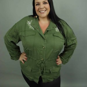 Veste cargo broderie fleurs