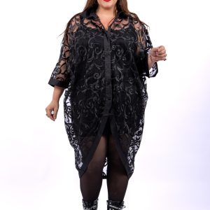 Chemise asymétrique organza brodée