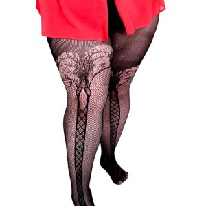 Collants résille bandes croisées